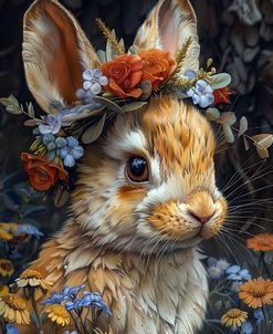 Bunny With A Wreath Of Flowers