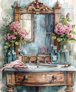 Wooden Sink With Mirror