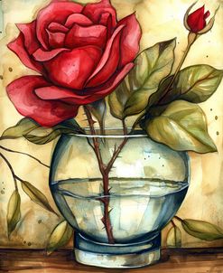 Rose In The Glass Vase