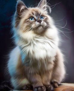 Portrait Of Ragdoll Cat With Blue Eyes 1