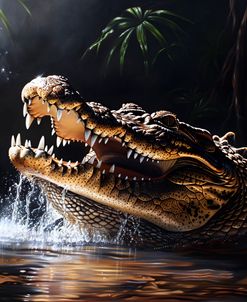 Crocodile In Water Lurking 1