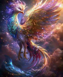 Fantastic Phoenix With Bright Colors Rainbow