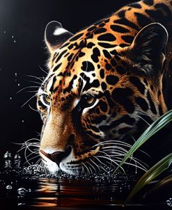 Leopard In Water Lurking