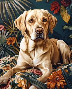 Labrador Laying Between Plants 1