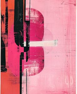 Midcentury Original Abstract Art Geometric Pink 1