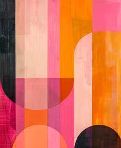 Midcentury Original Abstract Art Geometric Pink 2