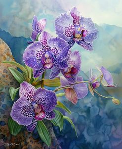 Blue Tiger Orchid In Watercolor