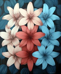 Abstract Pink And Blue White Lilies 1