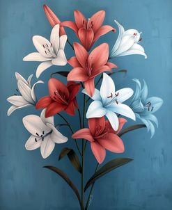 Abstract Pink And Blue White Lilies 2