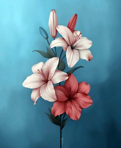 Abstract Pink And Blue White Lilies 4