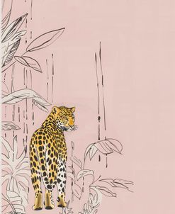Leopard In Minimalist Pink Background