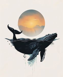 Whale Design Minimalist White Background