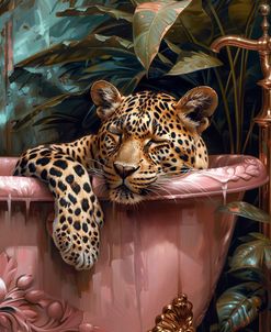 Leopard Sleeping In Bathtub