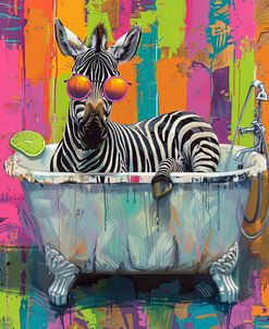 Zebra In Bathtub With Mirror Glasses