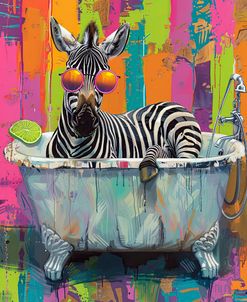 Zebra In Bathtub With Mirror Glasses