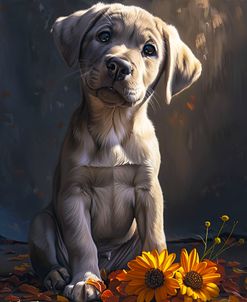 Cute Puppy With Orange Flowers Dog Course
