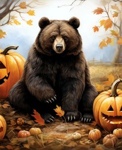 Halloween Bear and Pumpkins