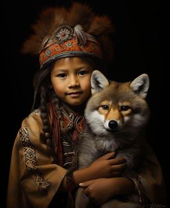 Native American Child With Wolf Cub 2