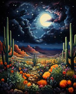 Cactus At Night