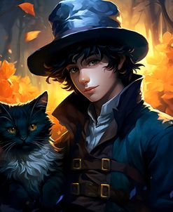 Boy With Hat And Cat