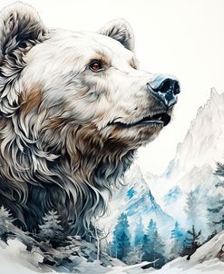 Watercolor Bear Profile