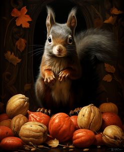 Black Squirrel With Nuts