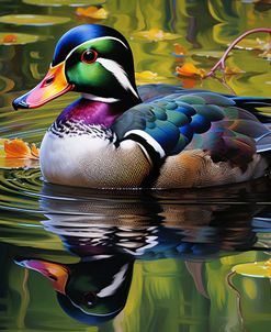 Duck In The Blue Pond