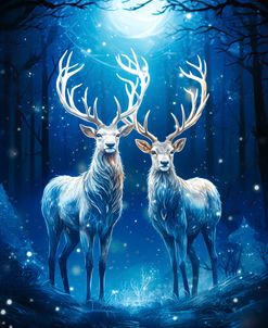 Two Deer In The Moonlight