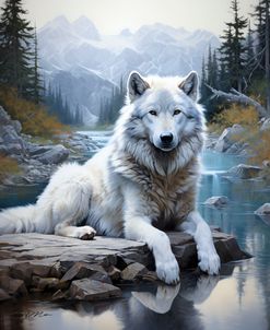 White Wolf Among The Ice