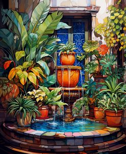 Water Fountain With Plants
