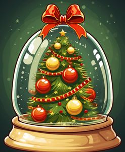 Christmas Tree Under Vintage Glass Ball