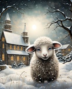Sheep And Church In The Snow 3