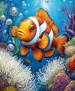 Clown Fish In Colorfull Seabed