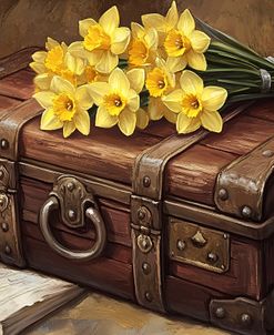 Old Trunk With Daffodils