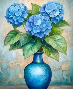 Three Blue Ortheses In A Vase