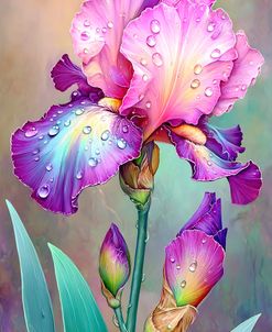 Iris With Vertical Water Drops