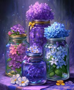 Glass Vases Full Of Flowers  (1)