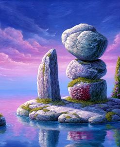 Surreal Lake And Rocks