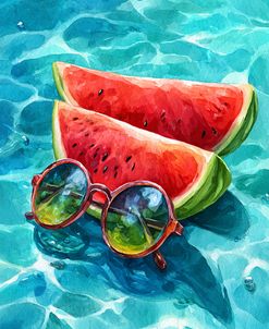 Watermelon In The Pool With Sunglasses