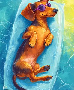 Dachshund In Pool