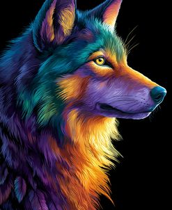 Wolf With Vibrant Rainbow Color