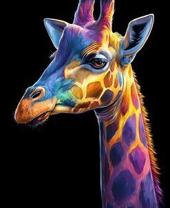 Giraffe With Vibrant Rainbow Color