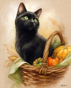 Autumn Cat In Basket
