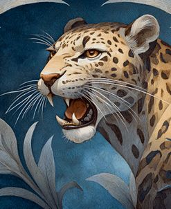 Leopard On Blue Background