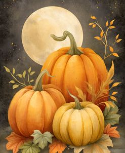 Three Pumpkins With Full Moon (1)