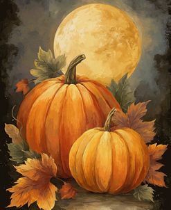 Three Pumpkins With Full Moon (4)