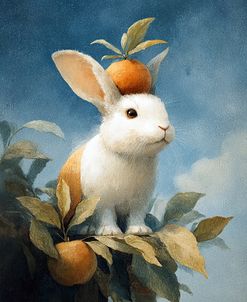 Cute Rabbit With An Apple On His Head