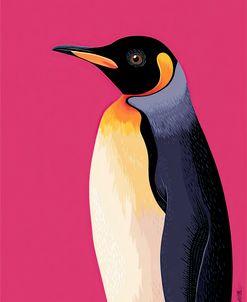 Vector Illustration Portrait Of A Penguin In Pink