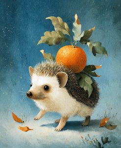 Nice Hedgehog With An Apple On His Head
