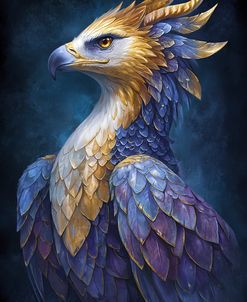 Ethereal Creature Blue And Gold Eagle (1)